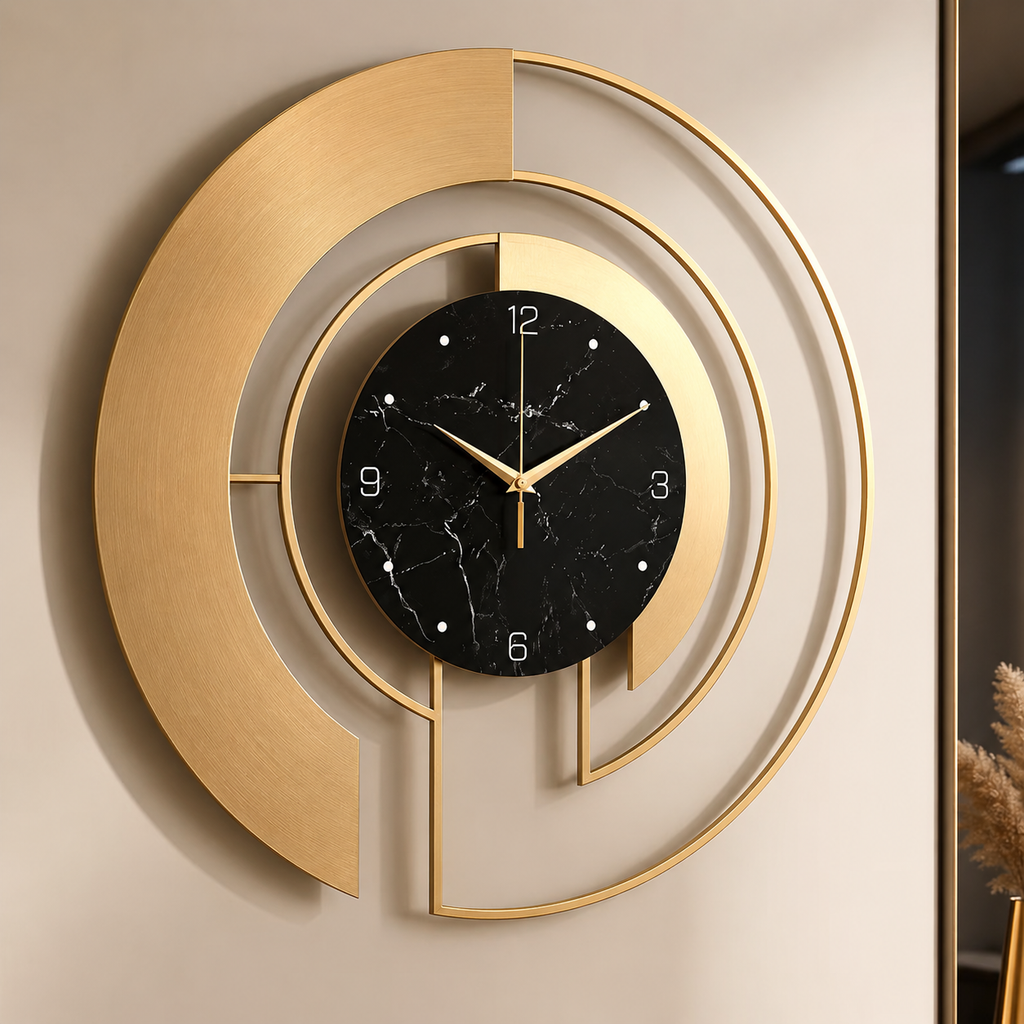 Horloge murale moderne en métal design en verre mouvement silencieux