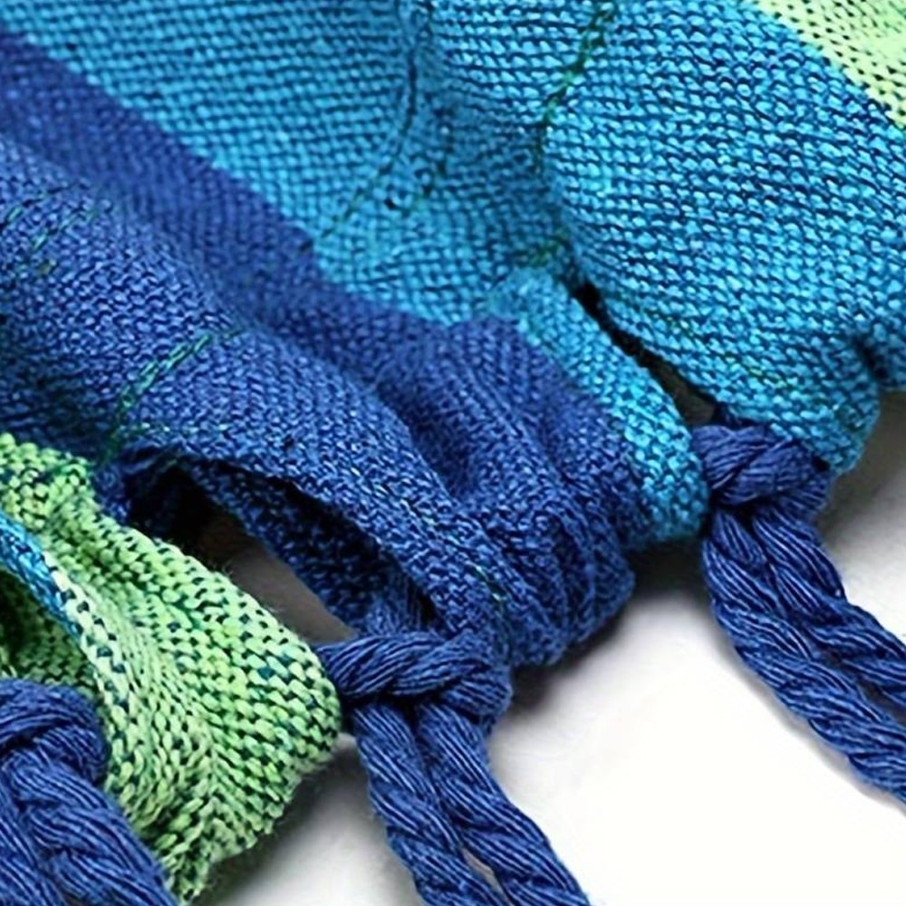 Hamac de camping en coton rayé bleu
