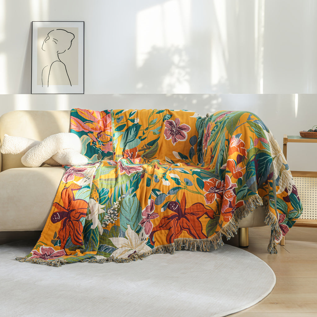 PUREBLOOM – Couverture d'été en coton jacquard respirant pour un sommeil frais et confortable