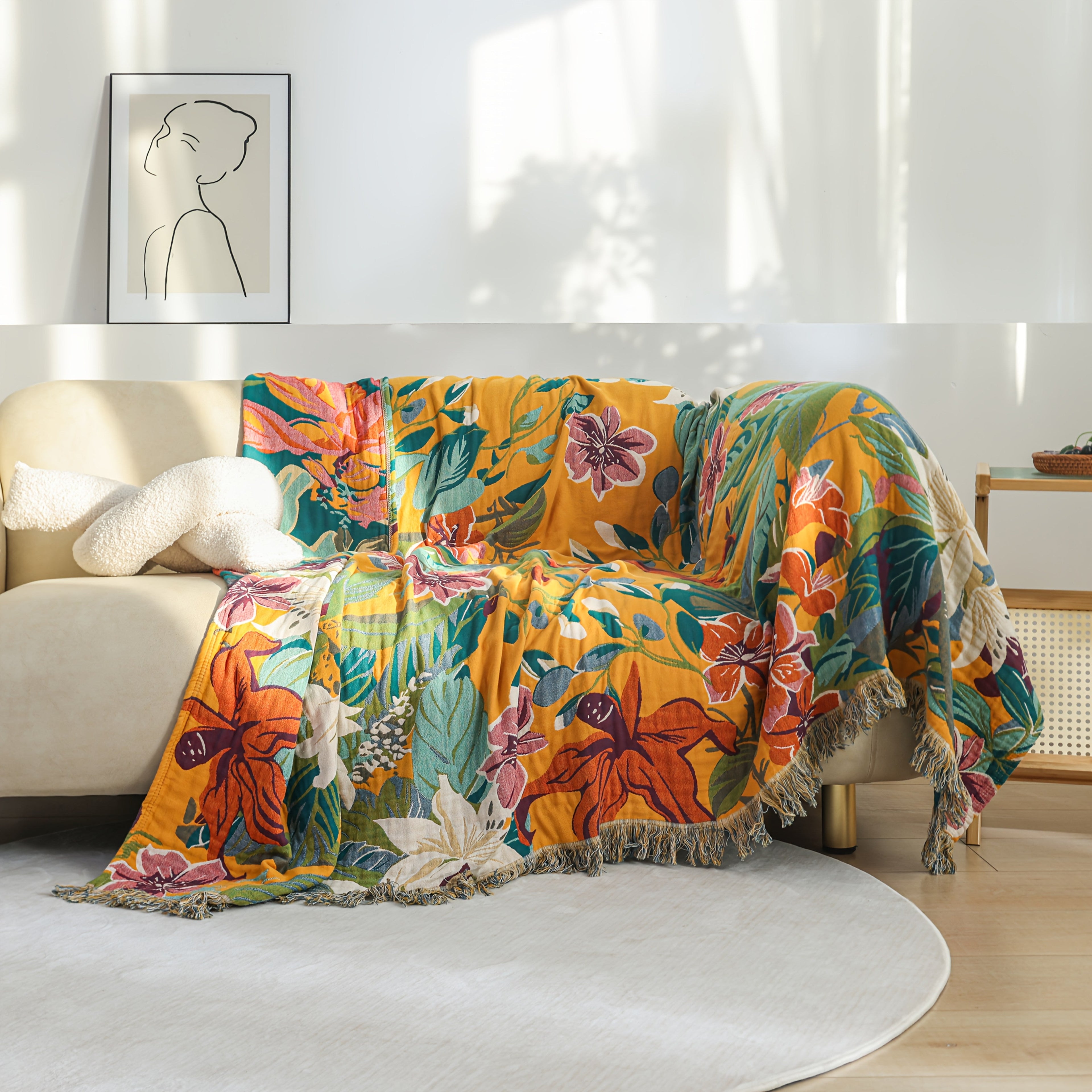 PUREBLOOM – Couverture d'été en coton jacquard respirant pour un sommeil frais et confortable