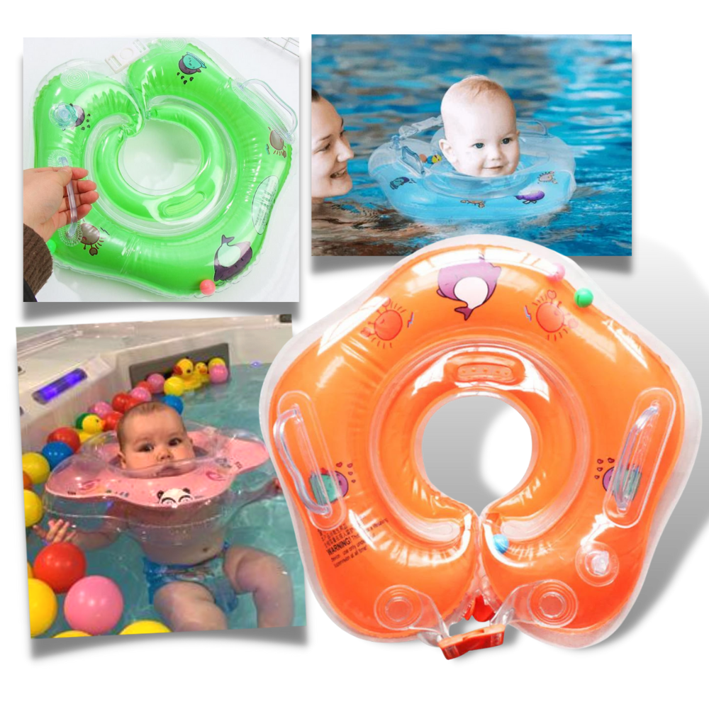 Bébé Bouée de Cou avec Double Chambres à Air et Design de Poignée Sécurisée