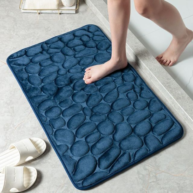 Tapis de Salle de Bain en Mousse à Mémoire avec Design en Pierre
