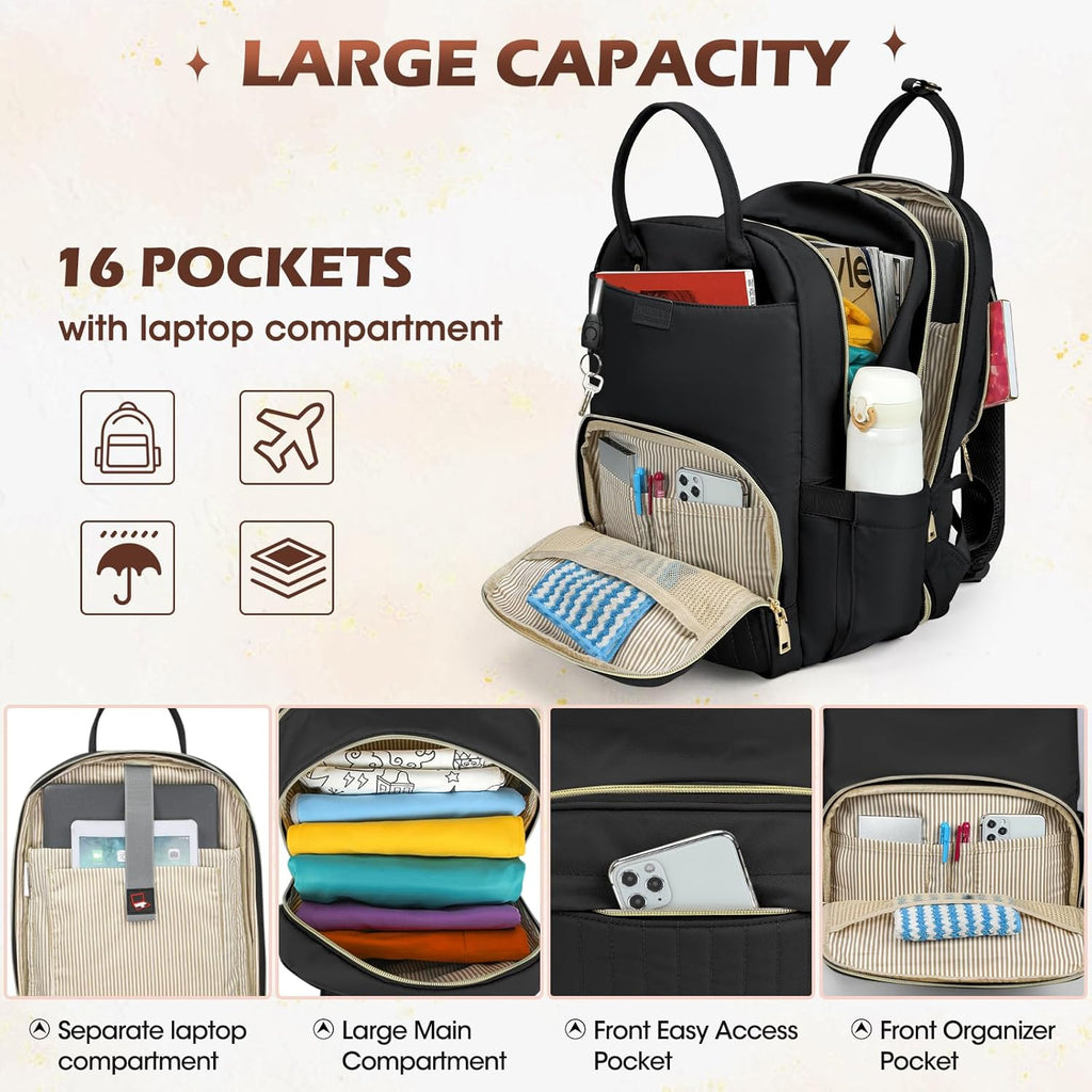 Sac à dos de voyage résistant à l'eau avec compartiments organisés – Convient pour ordinateurs portables jusqu'à 15,6"
