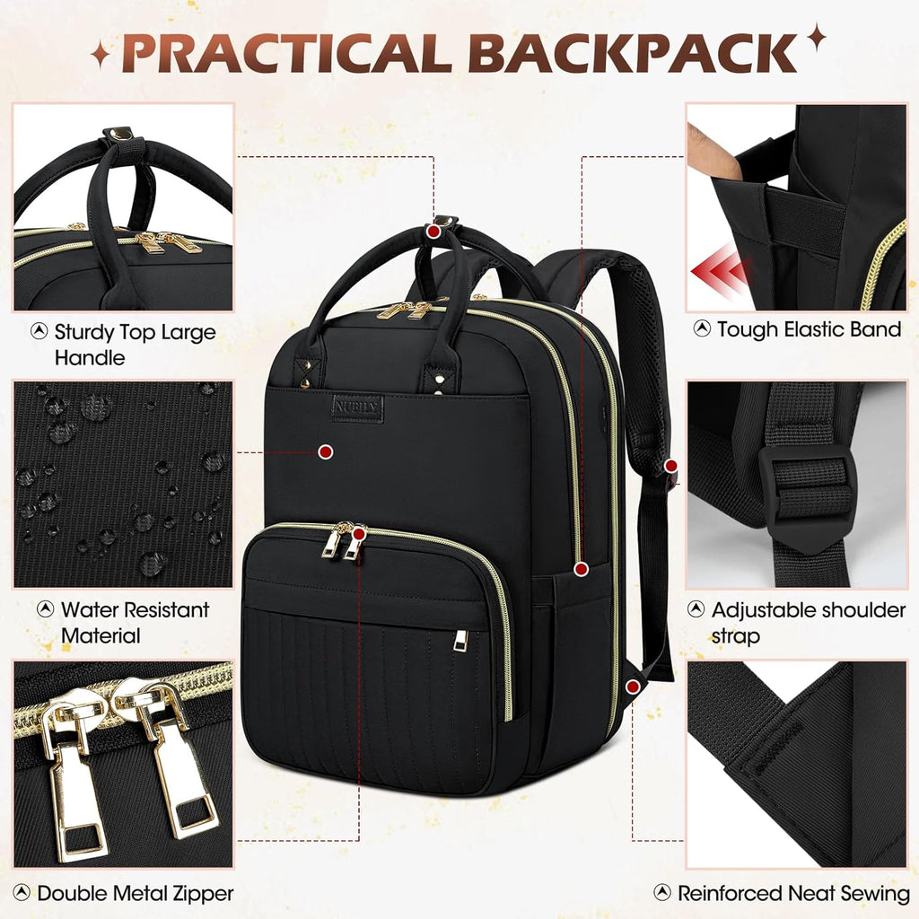 Sac à dos de voyage résistant à l'eau avec compartiments organisés – Convient pour ordinateurs portables jusqu'à 15,6"
