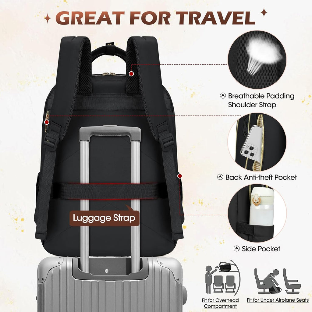 Sac à dos de voyage résistant à l'eau avec compartiments organisés – Convient pour ordinateurs portables jusqu'à 15,6"