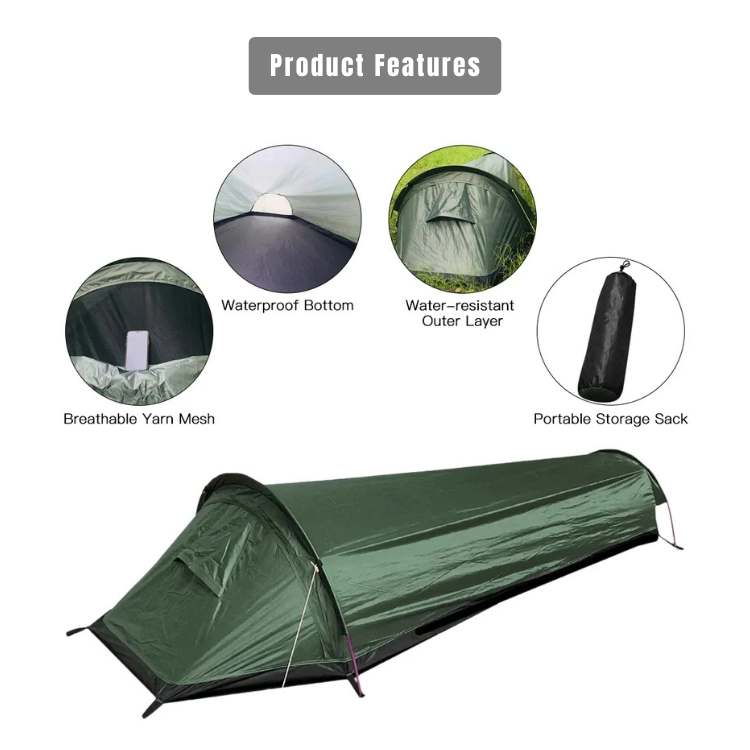 Tente de camping ultralégère pour une personne | Imperméable, coupe-vent & idéale pour les randonneurs et les backpackers