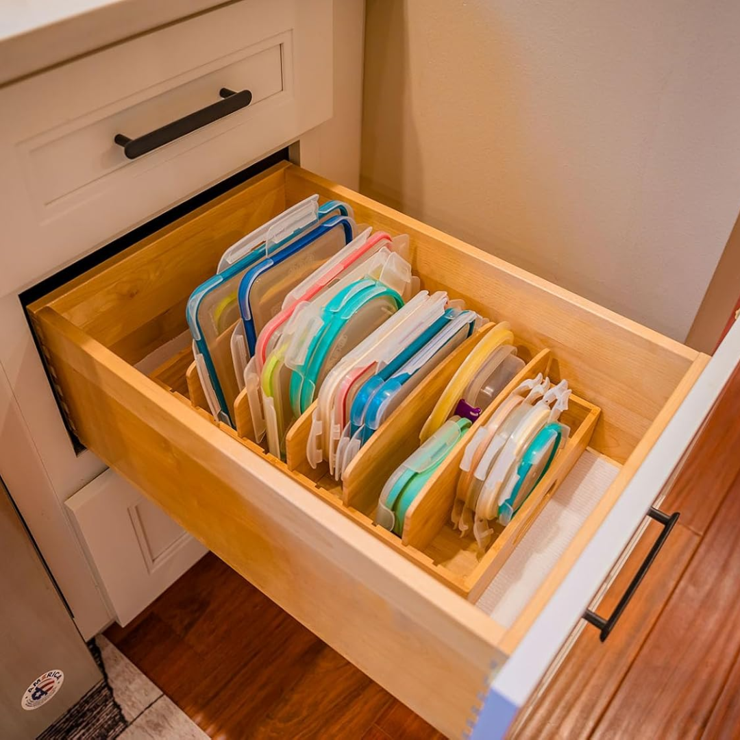 Organisateur de Cuisine en Bambou pour le Rangement des Couvercles - TopKeeper