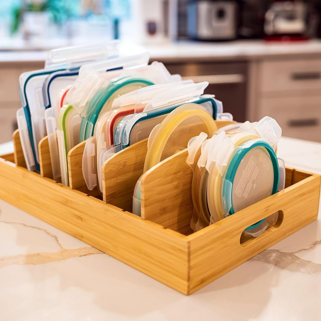 Organisateur de Cuisine en Bambou pour le Rangement des Couvercles - TopKeeper