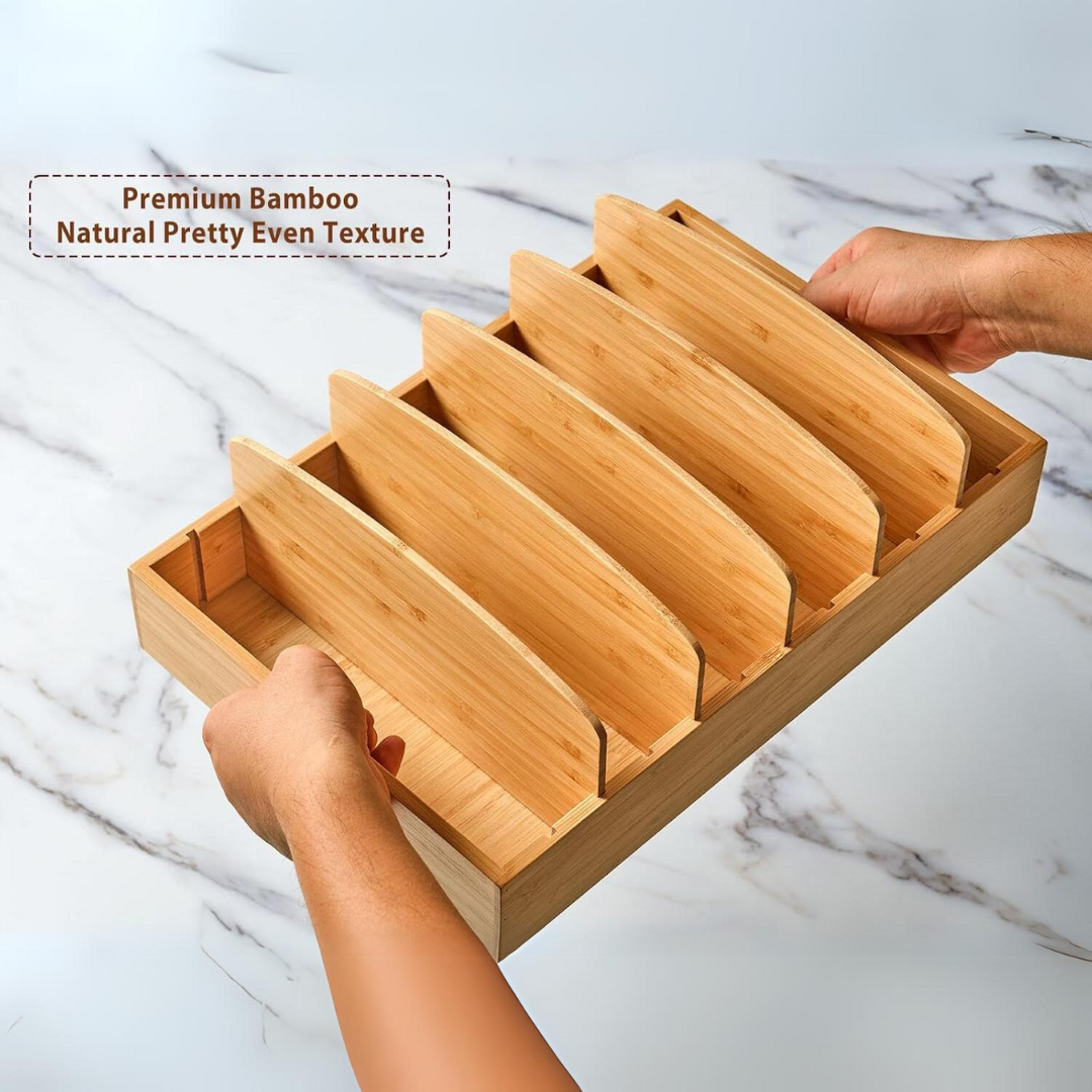 Organisateur de Cuisine en Bambou pour le Rangement des Couvercles - TopKeeper