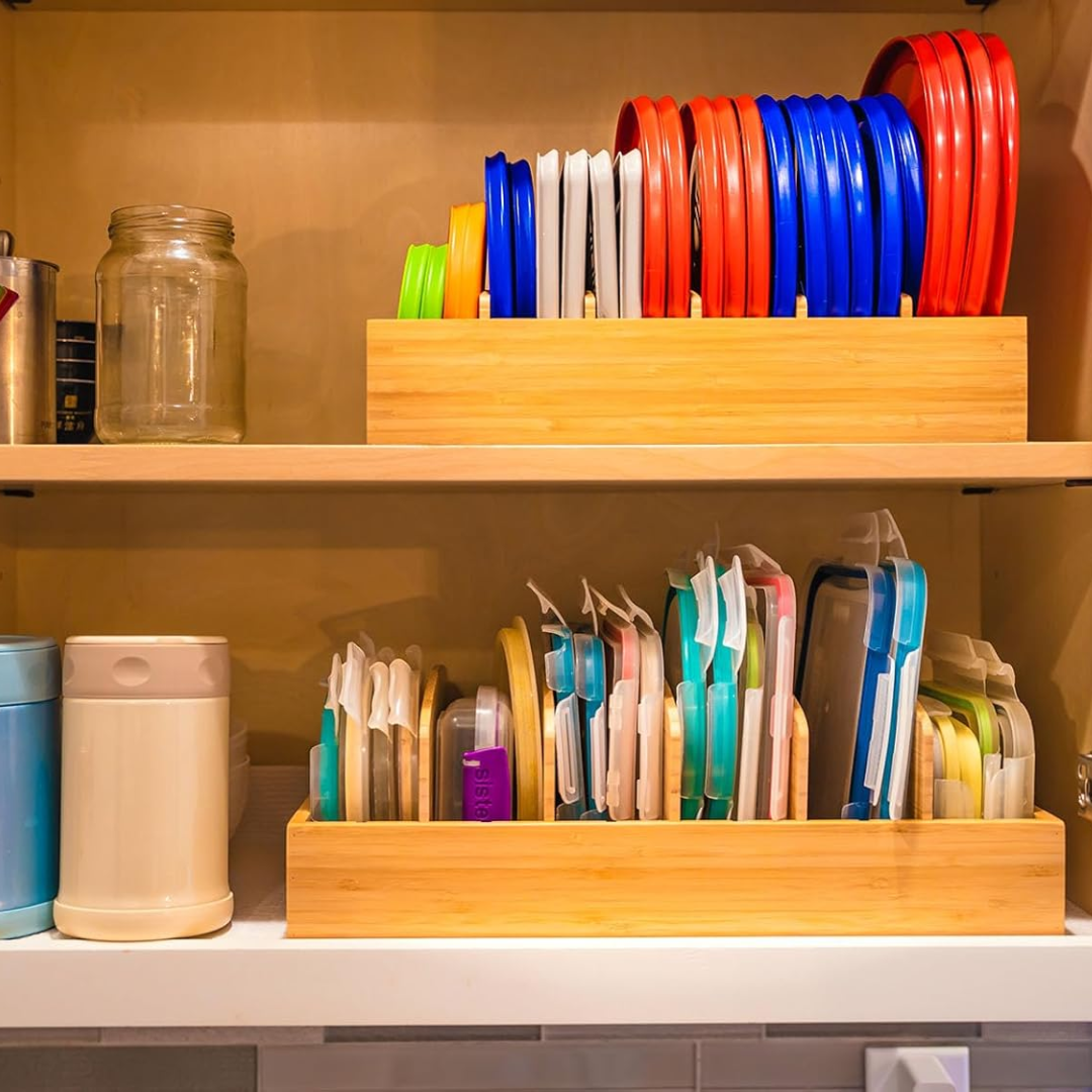 Organisateur de Cuisine en Bambou pour le Rangement des Couvercles - TopKeeper