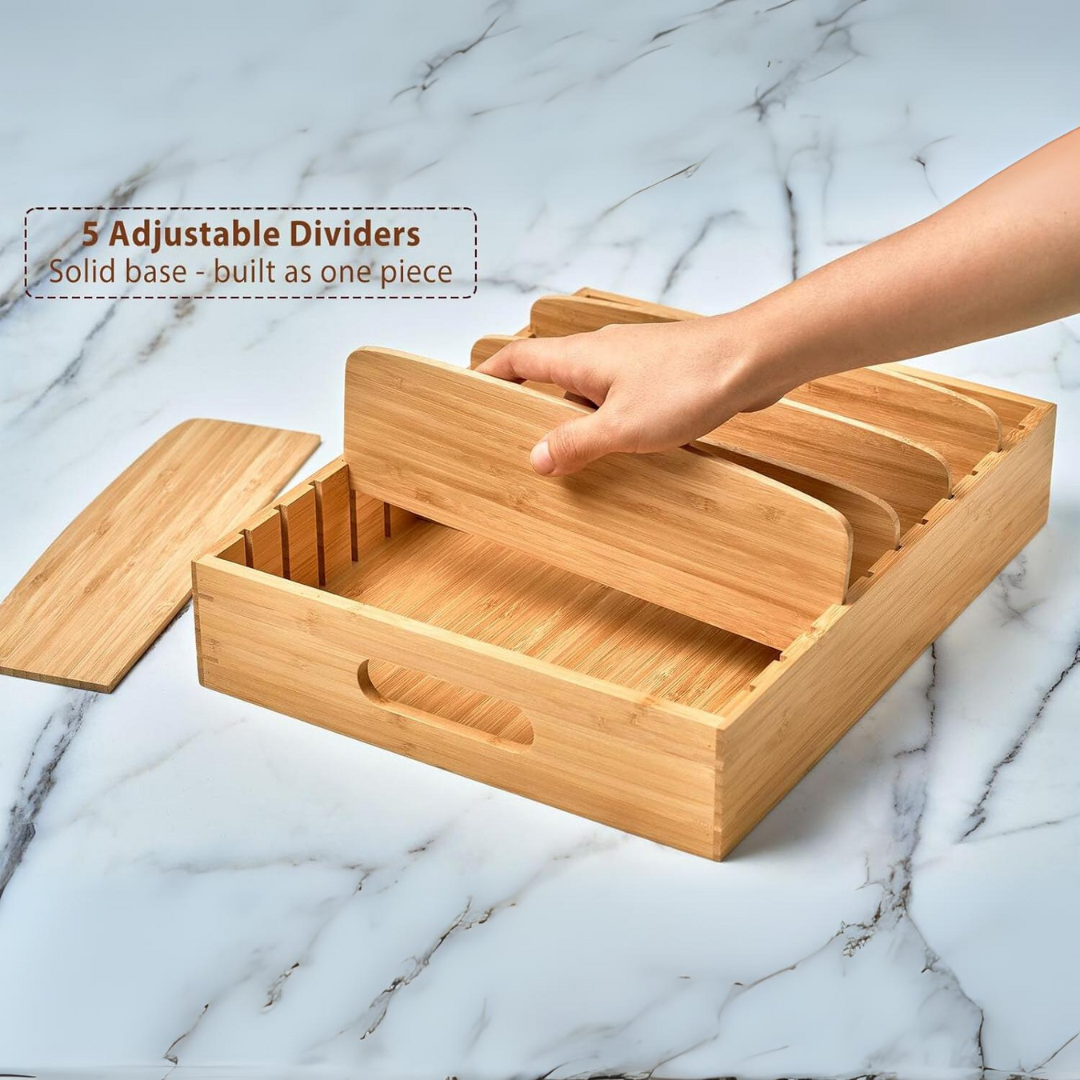 Organisateur de Cuisine en Bambou pour le Rangement des Couvercles - TopKeeper