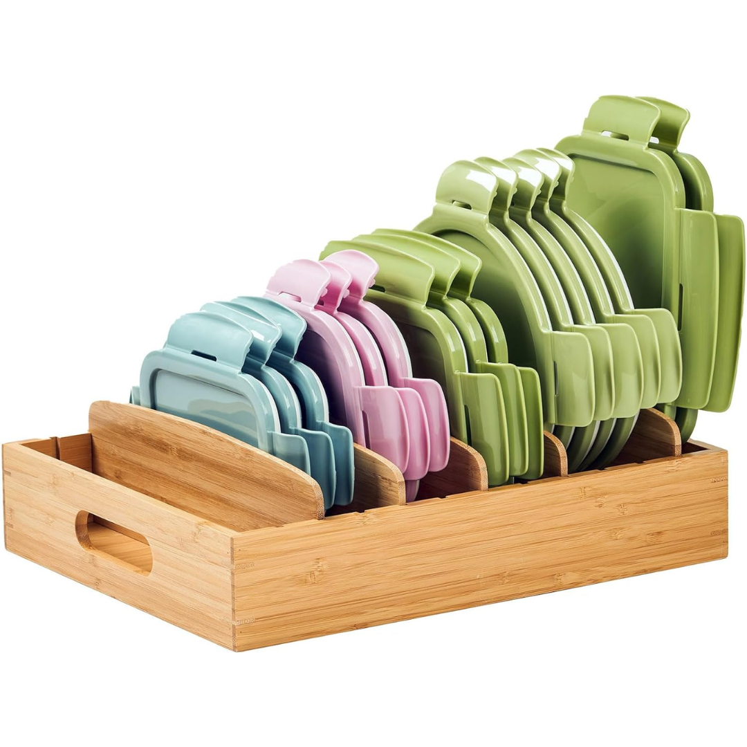 Organisateur de Cuisine en Bambou pour le Rangement des Couvercles - TopKeeper