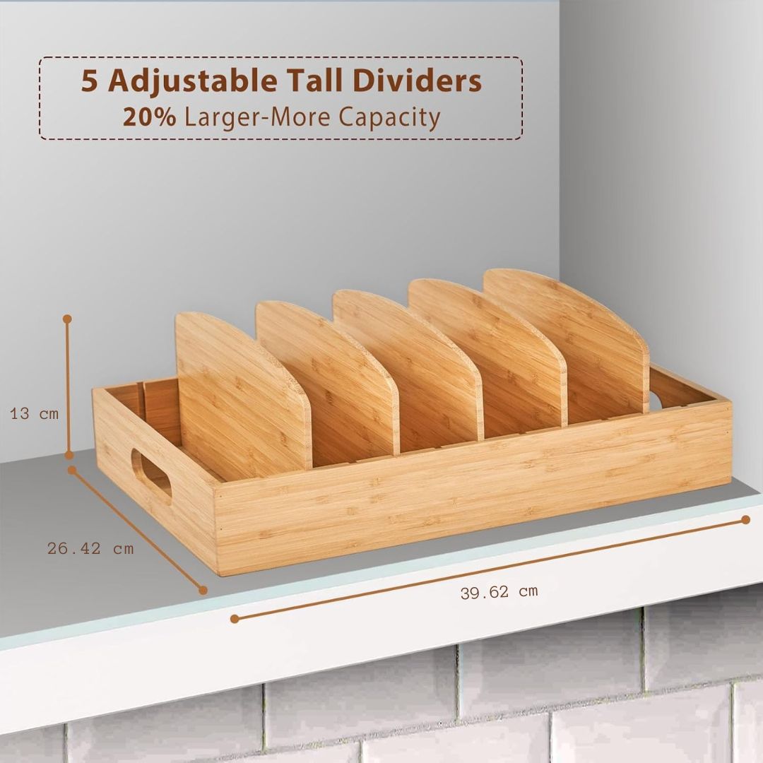 Organisateur de Cuisine en Bambou pour le Rangement des Couvercles - TopKeeper