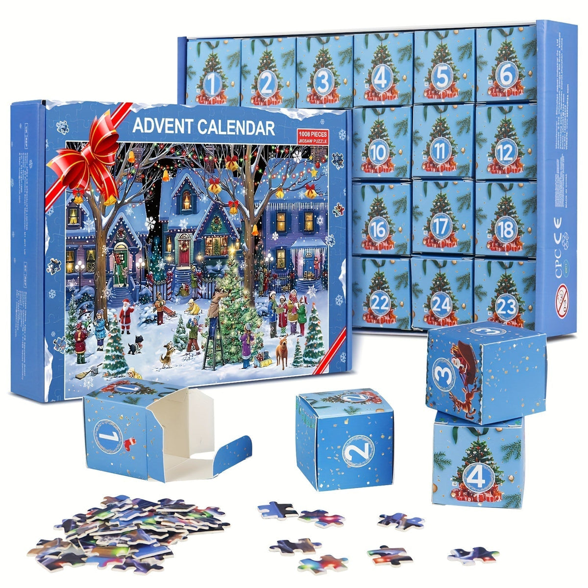 Calendrier de l'Avent Puzzle du Village de Noël Moderne
