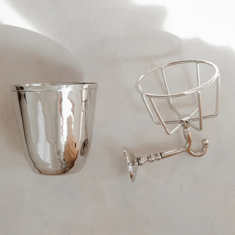 Vase mural vintage | Fait main | Laiton ou Nickel | Rangement polyvalent