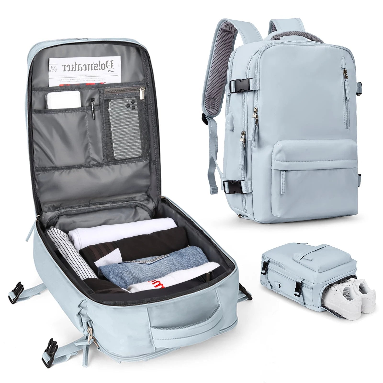 Grand sac de voyage pour femmes, sac à dos de randonnée imperméable – 35L multifonction