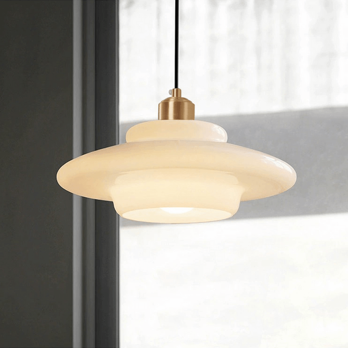 Suspension Moderne en Verre Blanc