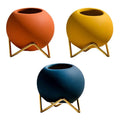 Pot de fleurs en céramique avec support en métal style nordique 10,5 cm