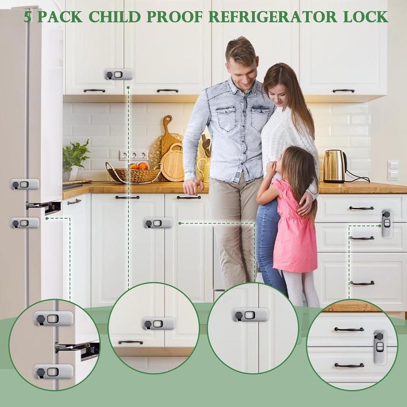 Verrouillages de sécurité pour enfants (multi-pack) | Forte adhérence, sans perçage pour tiroirs et armoires | Sûr pour les bébés, facile à ouvrir pour les adultes