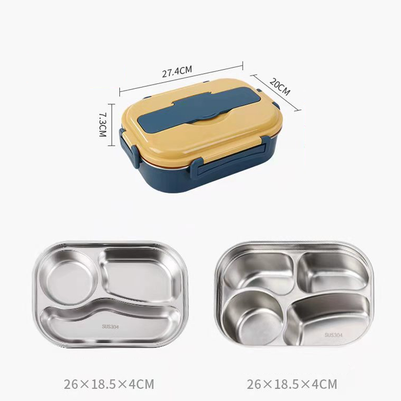 Boîte à lunch thermique en acier inoxydable – intérieur en acier inoxydable – 3 ou 4 compartiments avec bol à soupe – Horloge murale