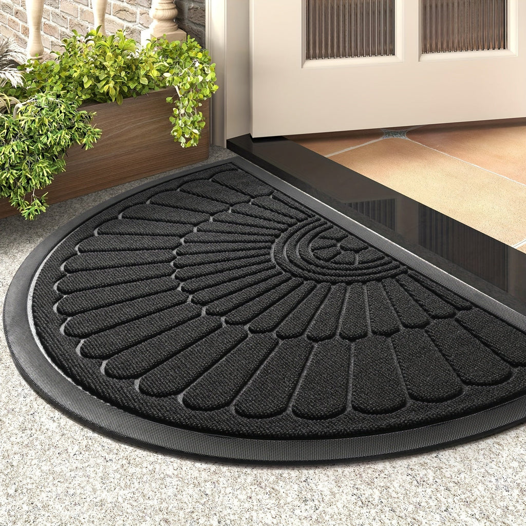 Tapis de Porte en Caoutchouc Durable - Design Arrondi pour Intérieur et Extérieur