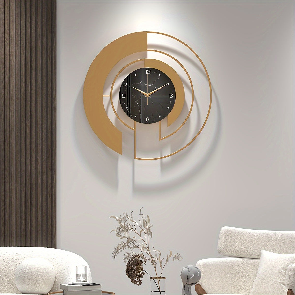 Horloge murale moderne en métal design en verre mouvement silencieux