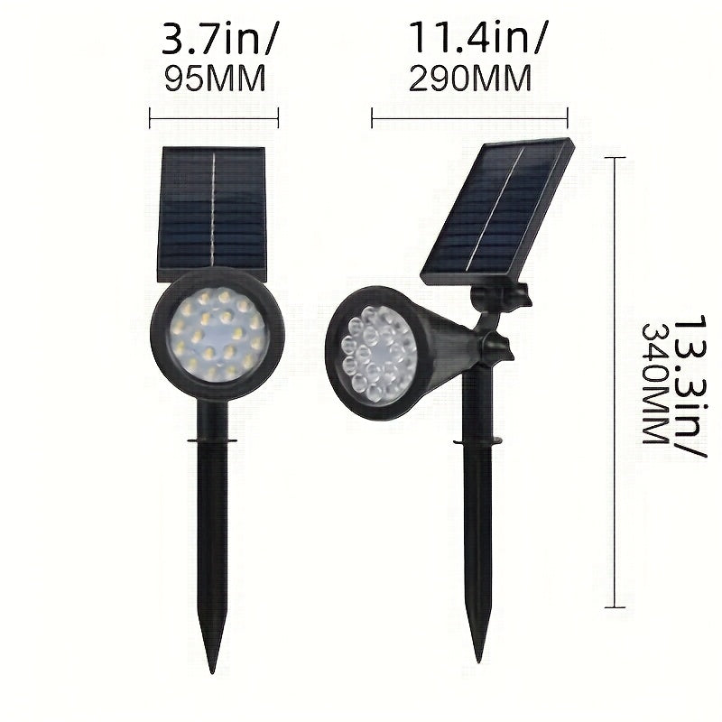 SOLARGLOW - Lampes de paysage solaires extérieures 2-Pack, projecteurs LED avec 3 niveaux de gradation et étanchéité IP44