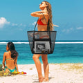 Sac de Plage en Maille Pliable avec Poche Intérieure