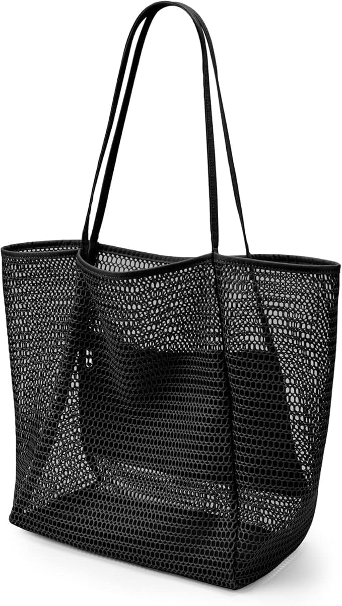 Sac de Plage en Maille Pliable avec Poche Intérieure