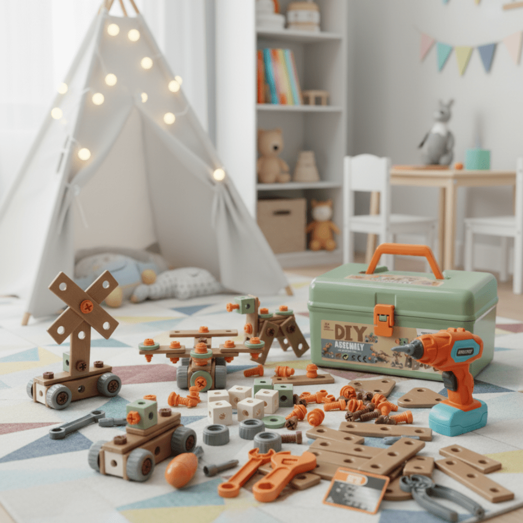 BUILDMASTER – Ensemble d'outils de 100 pièces pour enfants créatifs à partir de 3 ans