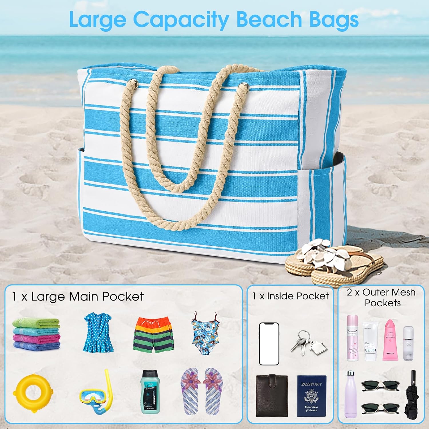 Sac de plage oversized imperméable et résistant au sable – SandAway