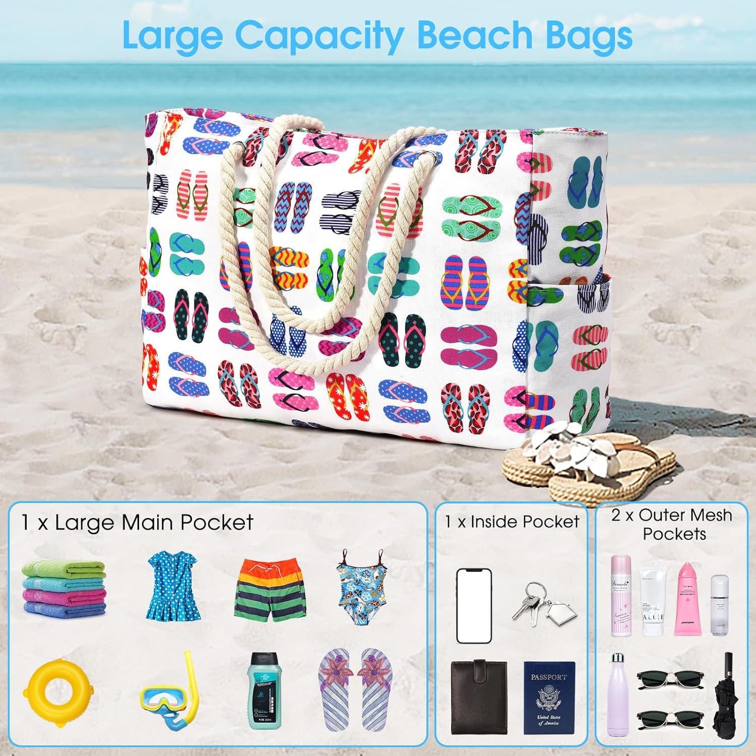 Sac de plage oversized imperméable et résistant au sable – SandAway