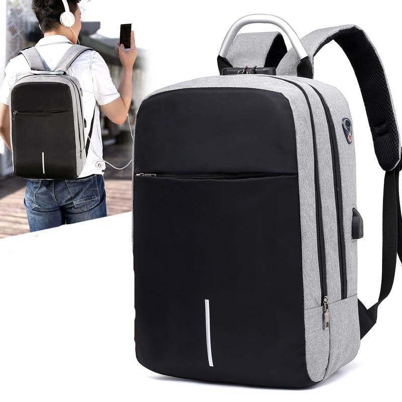 Sac à Dos Anti-Vol Résistant à l'Eau pour Ordinateur Portable – Design de Fermeture Éclair Cachée avec Charge USB
