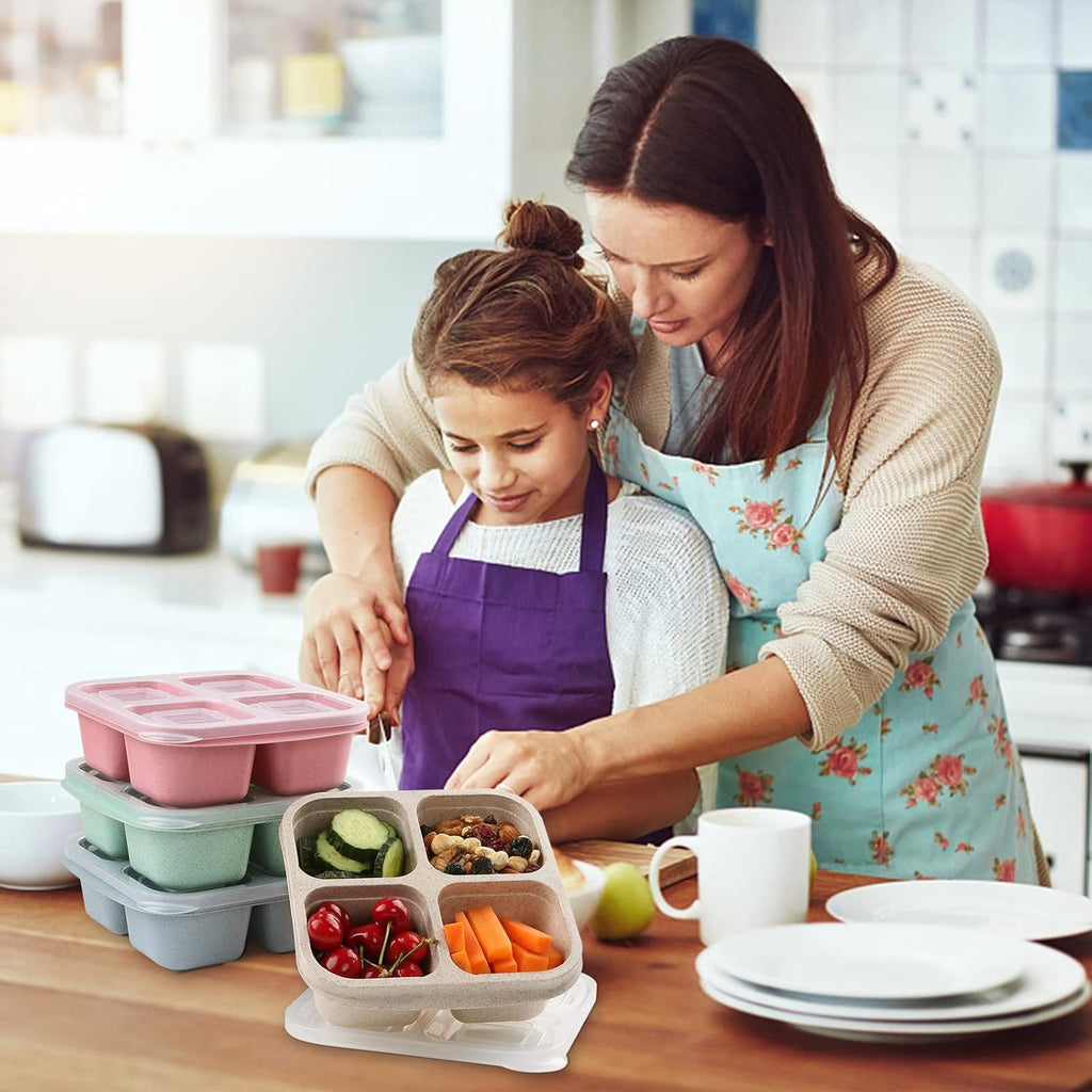 Boîtes de préparation de repas à 4 compartiments de style Bento (pack de 4) - Bento4You