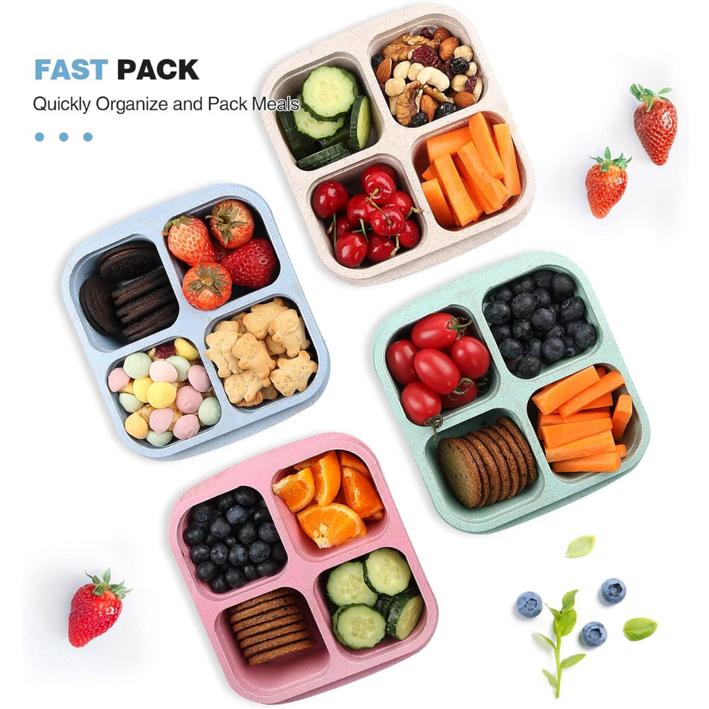 Boîtes de préparation de repas à 4 compartiments de style Bento (pack de 4) - Bento4You
