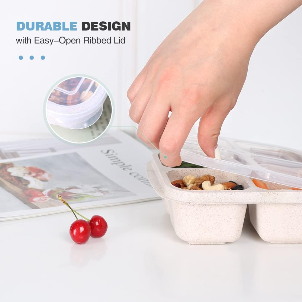 Boîtes de préparation de repas à 4 compartiments de style Bento (pack de 4) - Bento4You