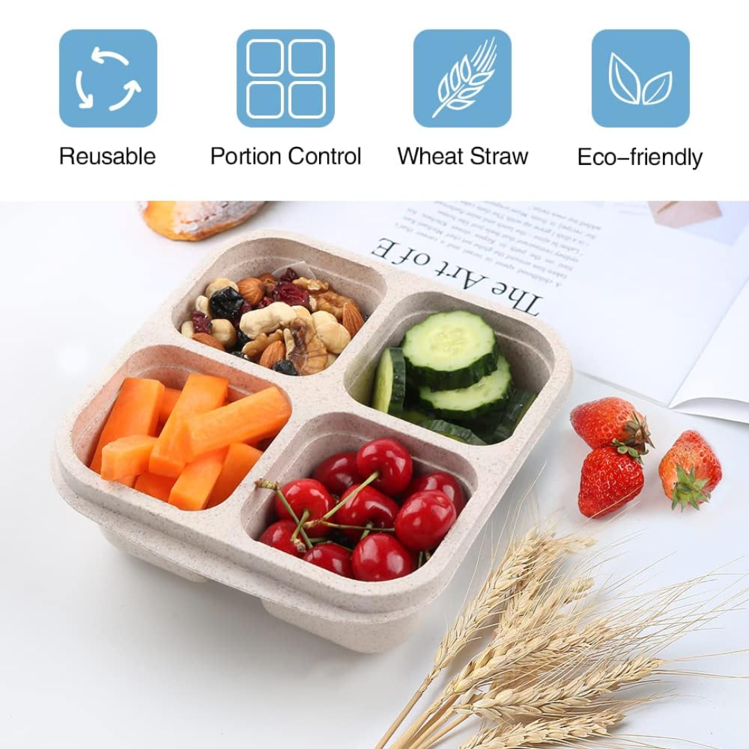 Boîtes de préparation de repas à 4 compartiments de style Bento (pack de 4) - Bento4You