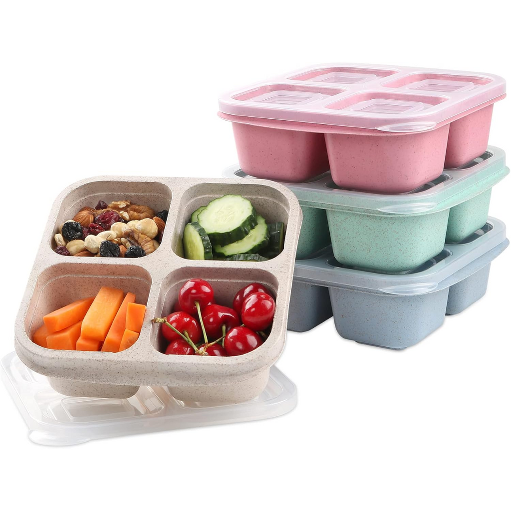Boîtes de préparation de repas à 4 compartiments de style Bento (pack de 4) - Bento4You