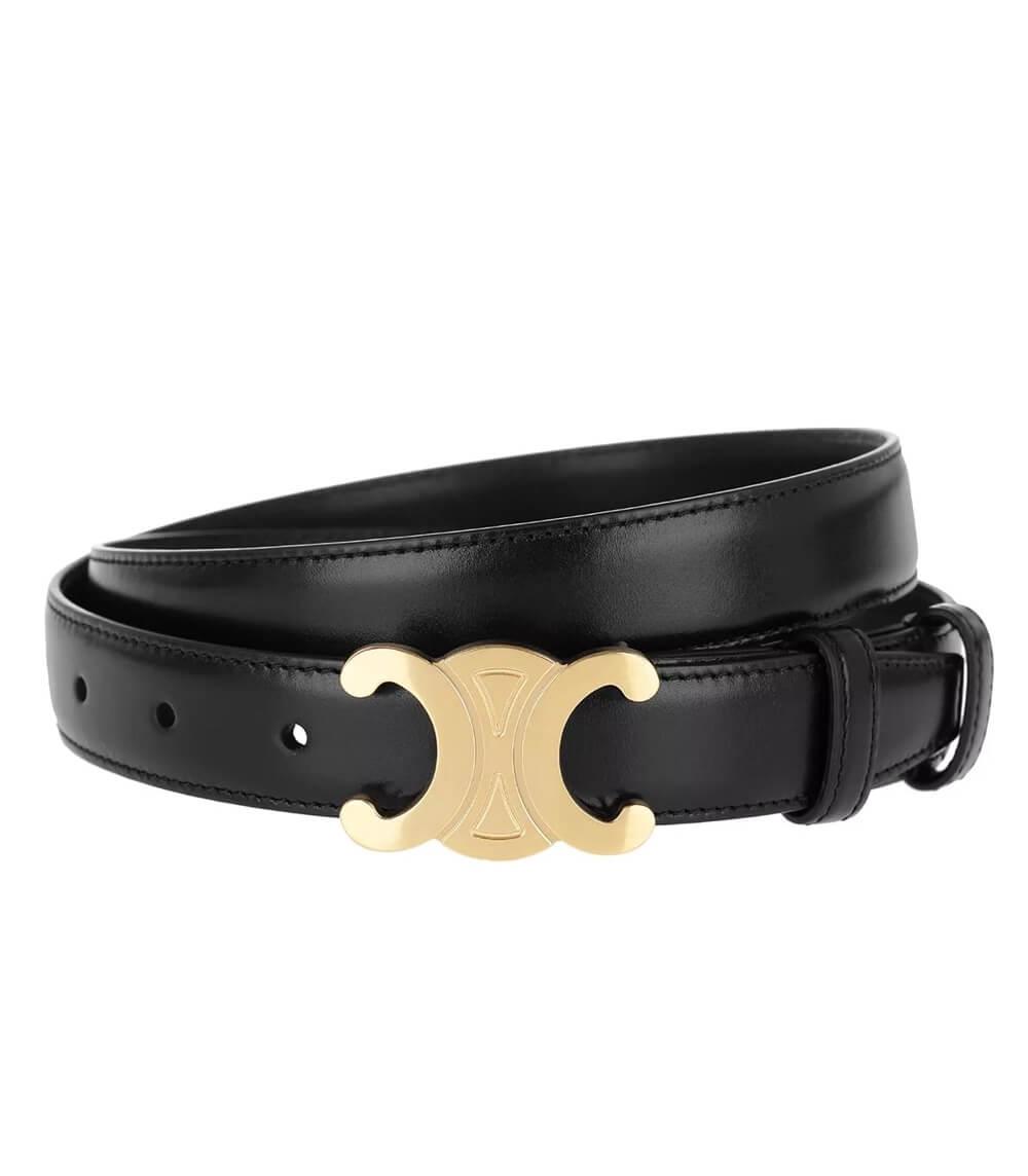 Ceinture Femme avec Boucle en Or - Noir et Marron