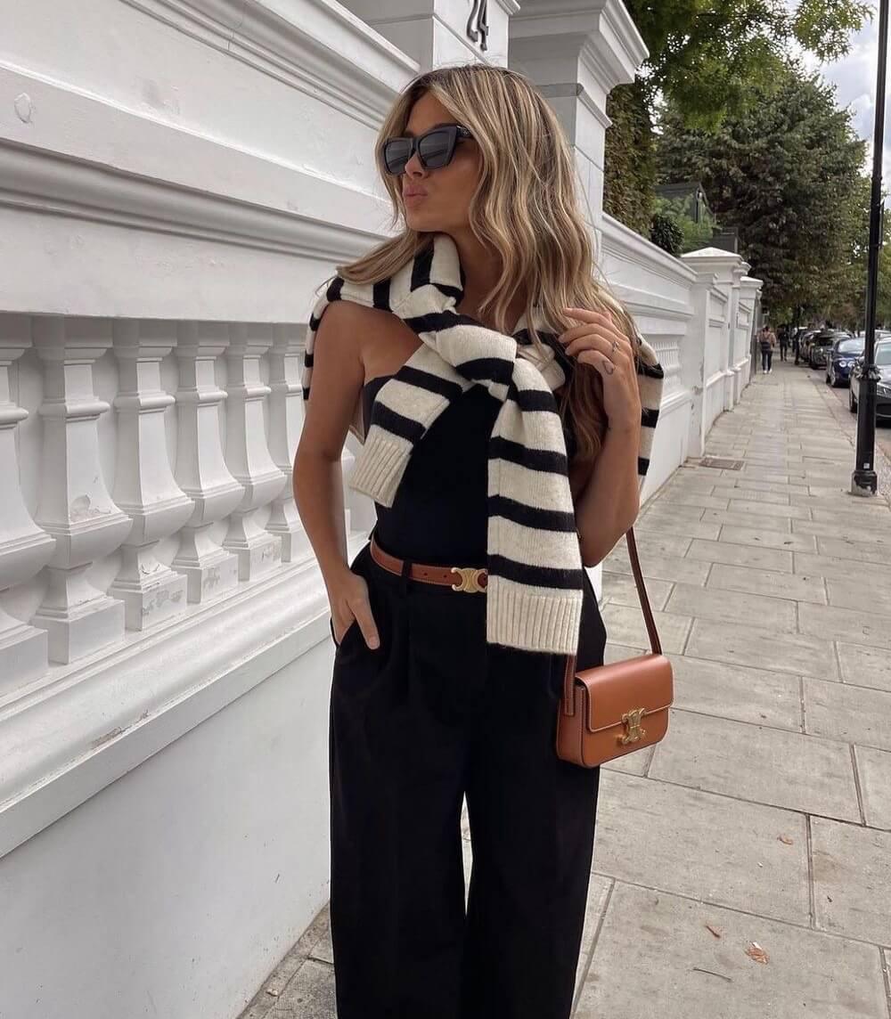 Ceinture Femme avec Boucle en Or - Noir et Marron
