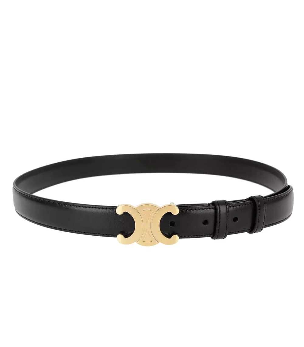 Ceinture Femme avec Boucle en Or - Noir et Marron