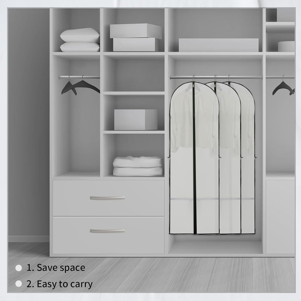 Housse de rangement pour vêtements longs – Sac à robe de 180 cm avec fermeture éclair et fenêtre (2 pièces)