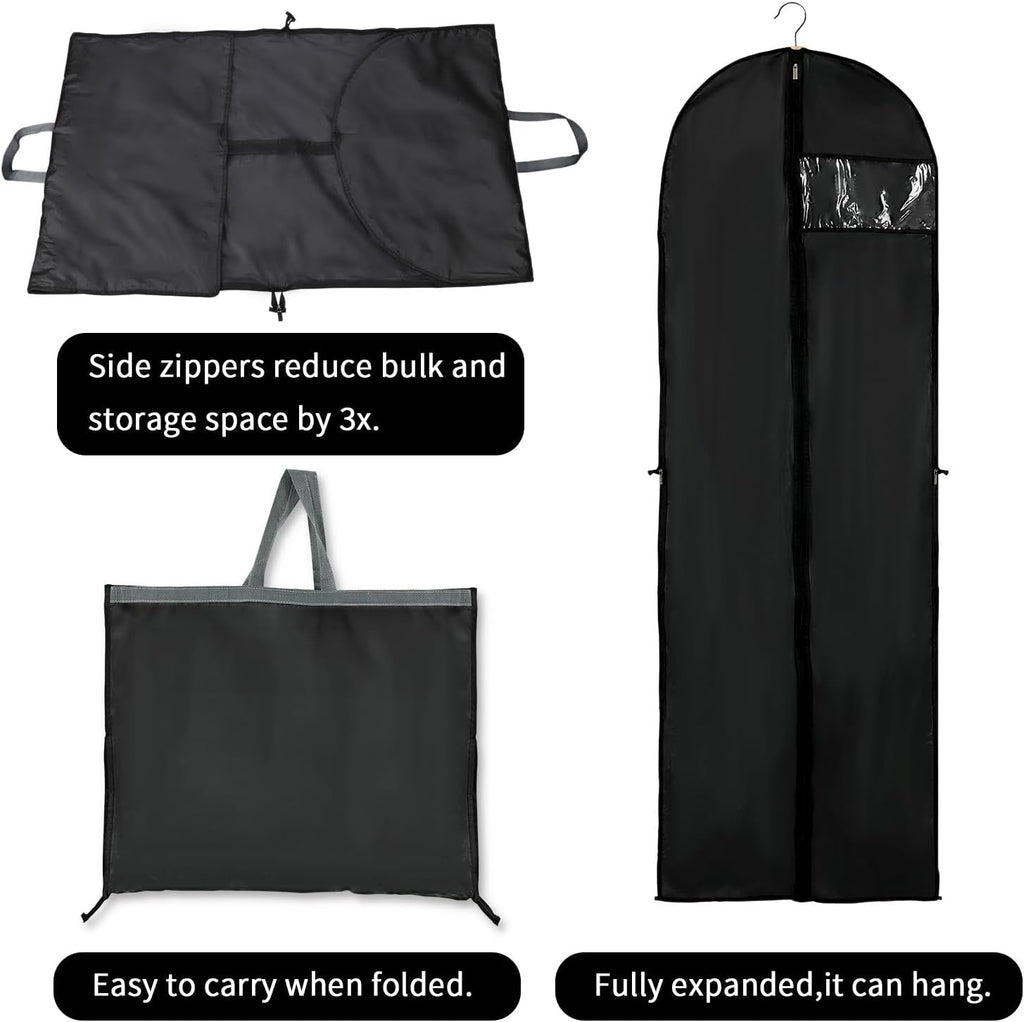 Housse de rangement pour vêtements longs – Sac à robe de 180 cm avec fermeture éclair et fenêtre (2 pièces)
