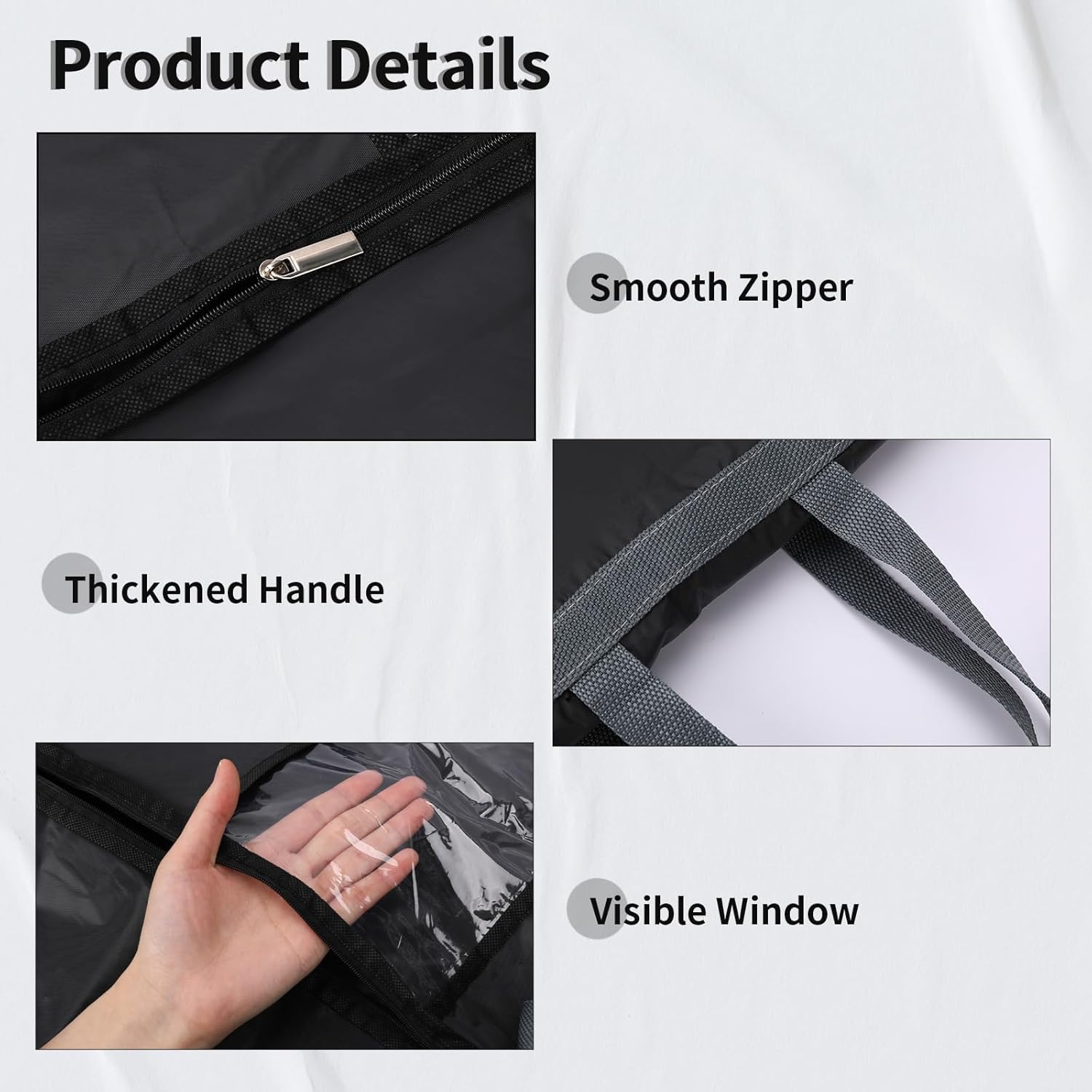 Housse de rangement pour vêtements longs – Sac à robe de 180 cm avec fermeture éclair et fenêtre (2 pièces)