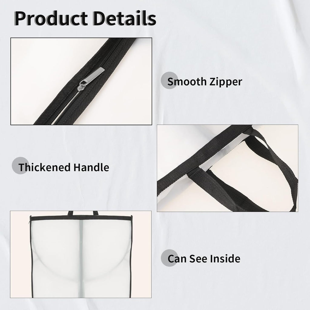 Housse de rangement pour vêtements longs – Sac à robe de 180 cm avec fermeture éclair et fenêtre (2 pièces)
