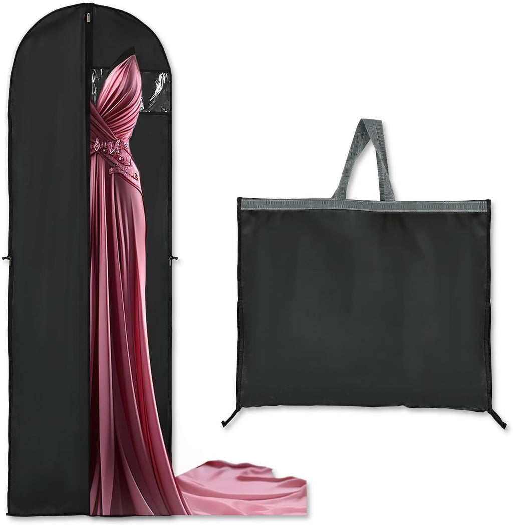 Housse de rangement pour vêtements longs – Sac à robe de 180 cm avec fermeture éclair et fenêtre (2 pièces)