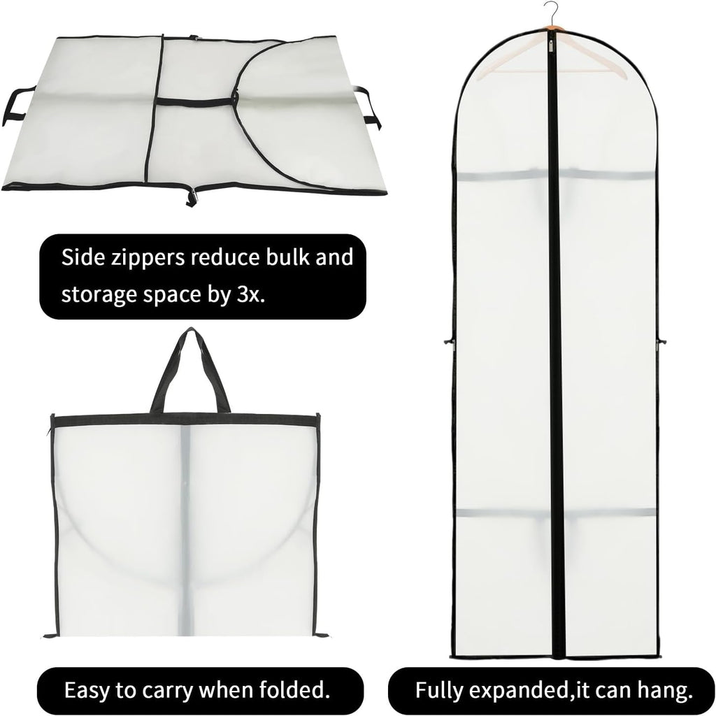 Housse de rangement pour vêtements longs – Sac à robe de 180 cm avec fermeture éclair et fenêtre (2 pièces)