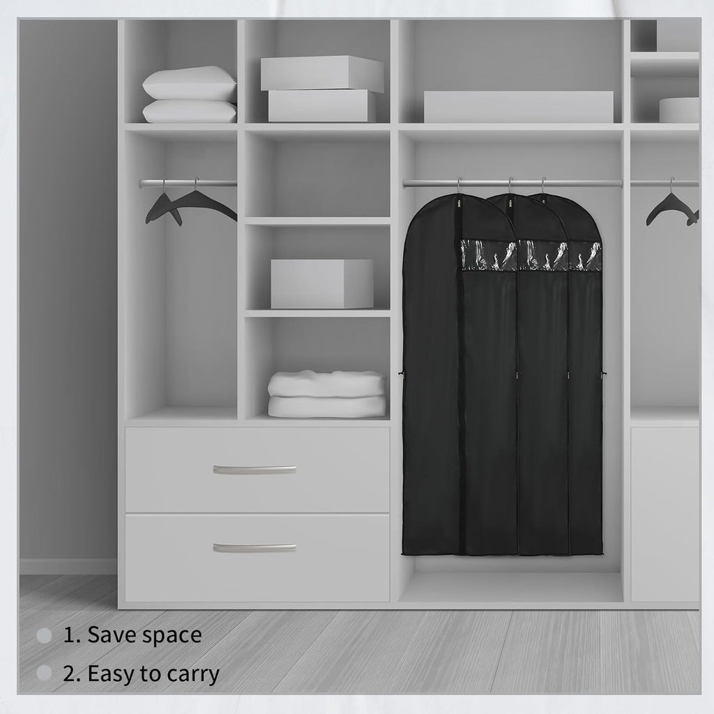 Housse de rangement pour vêtements longs – Sac à robe de 180 cm avec fermeture éclair et fenêtre (2 pièces)
