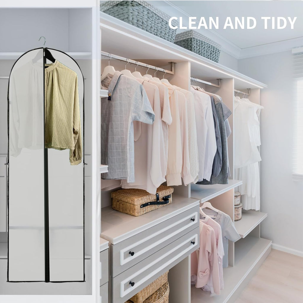 Housse de rangement pour vêtements longs – Sac à robe de 180 cm avec fermeture éclair et fenêtre (2 pièces)