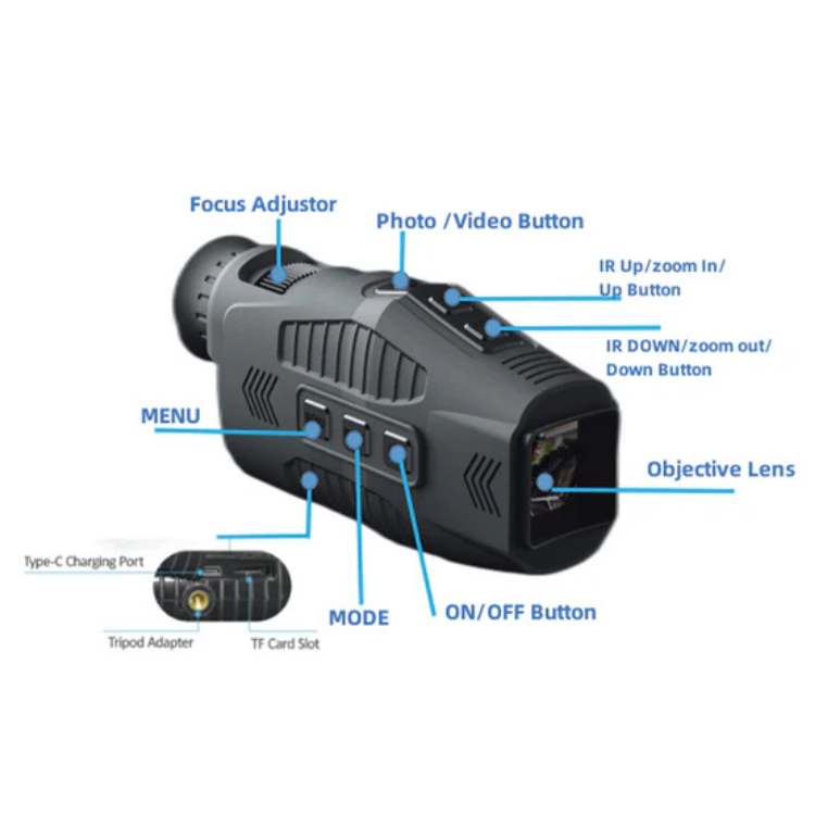 Monoculaire Vision Nocturne HD IR Blackout